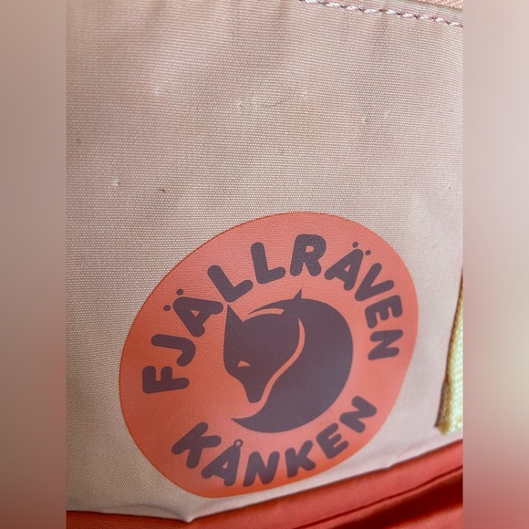 Fjällräven Women's Kanken Art Mini Backpack Poppy Fields Cotton Sky Coral Peach - Picture 10 of 13